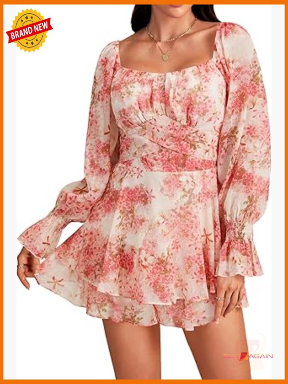 Off Shoulder Floral Long Sleeve Ruffle Romper Jumpsuit